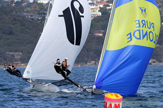 2012 18ft Skiffs: AEG 3-Buoys Challenge, Race 6 © Frank Quealey /Australian 18 Footers League http://www.18footers.com.au